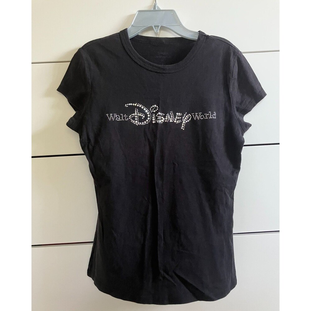 Walt Disney World Sequin Sparkle Black T-Shirt Retro Vintage Design Size Sm